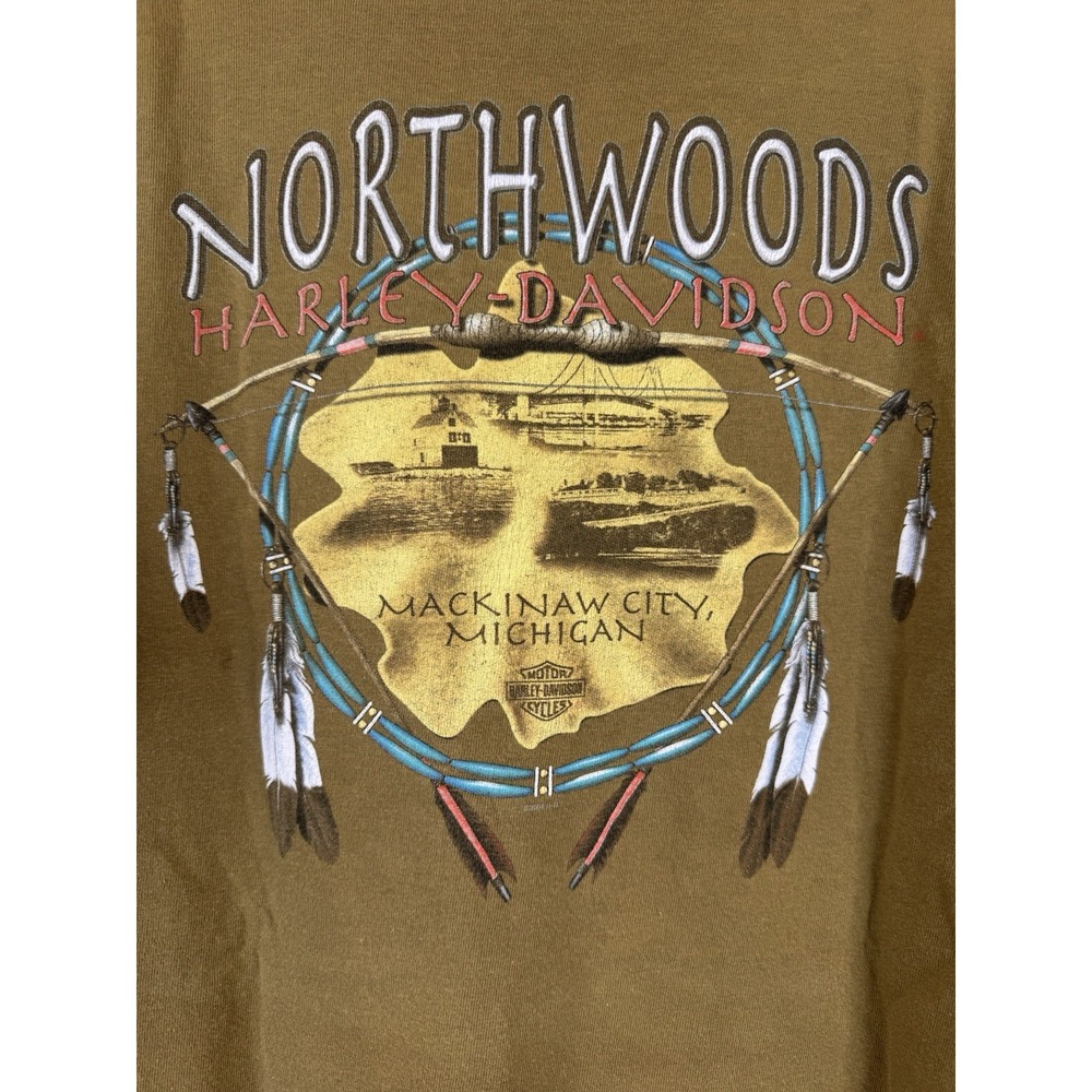 Vintage Harley-Davidson Northwoods Men's T-Shirt L Mackinaw City MI Made in USA - Picture 5 of 10